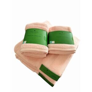Kate Spade 8 Towels Set (2 Bath, 2 Hands, 4 Washcloth) 100% Cotton. Dusty Pink.